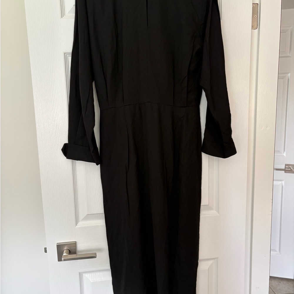 NWT Massimo Dutti Black Long-Sleeve Maxi Dress with Button Detailing. - Picture 9 of 12